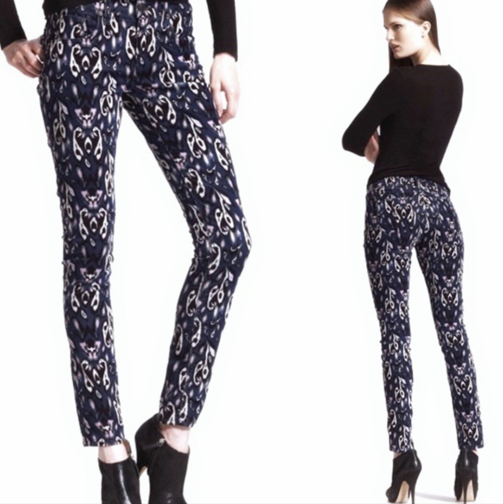Printed Skinny Jeans 28 - Rag & Bone Indigo Ikat Corduroy